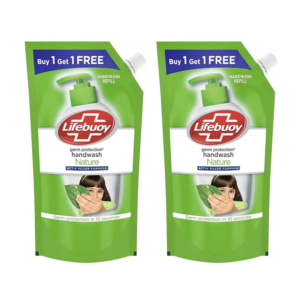 Lifebuoy Nature Germ Protection Green Tea Liquid Handwash Refill, Buy 1 Get 1 Free