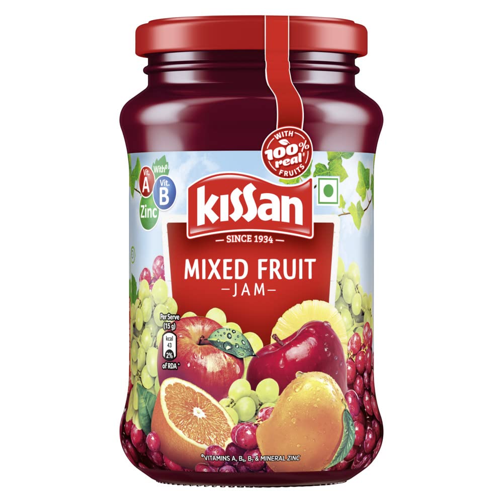 Kissan Mixed Fruit Jam , With 100% Real Fruit Ingredients.