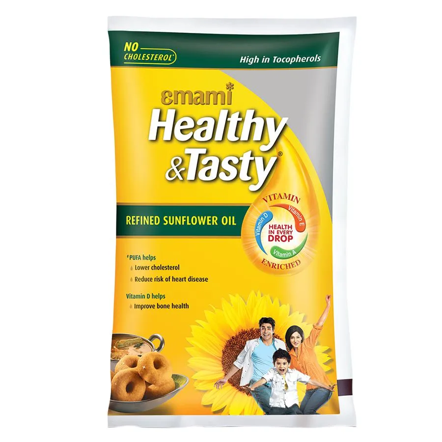 Emami Healthy and Tasty Refined Sunflower Oil Pouch,